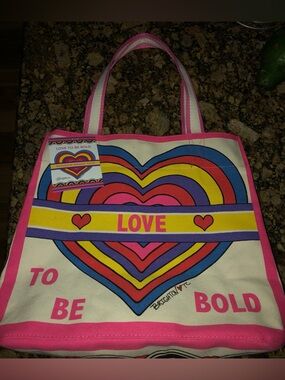 Brighton Pink Multicolor Heart Canvas Tote brand new with tags.